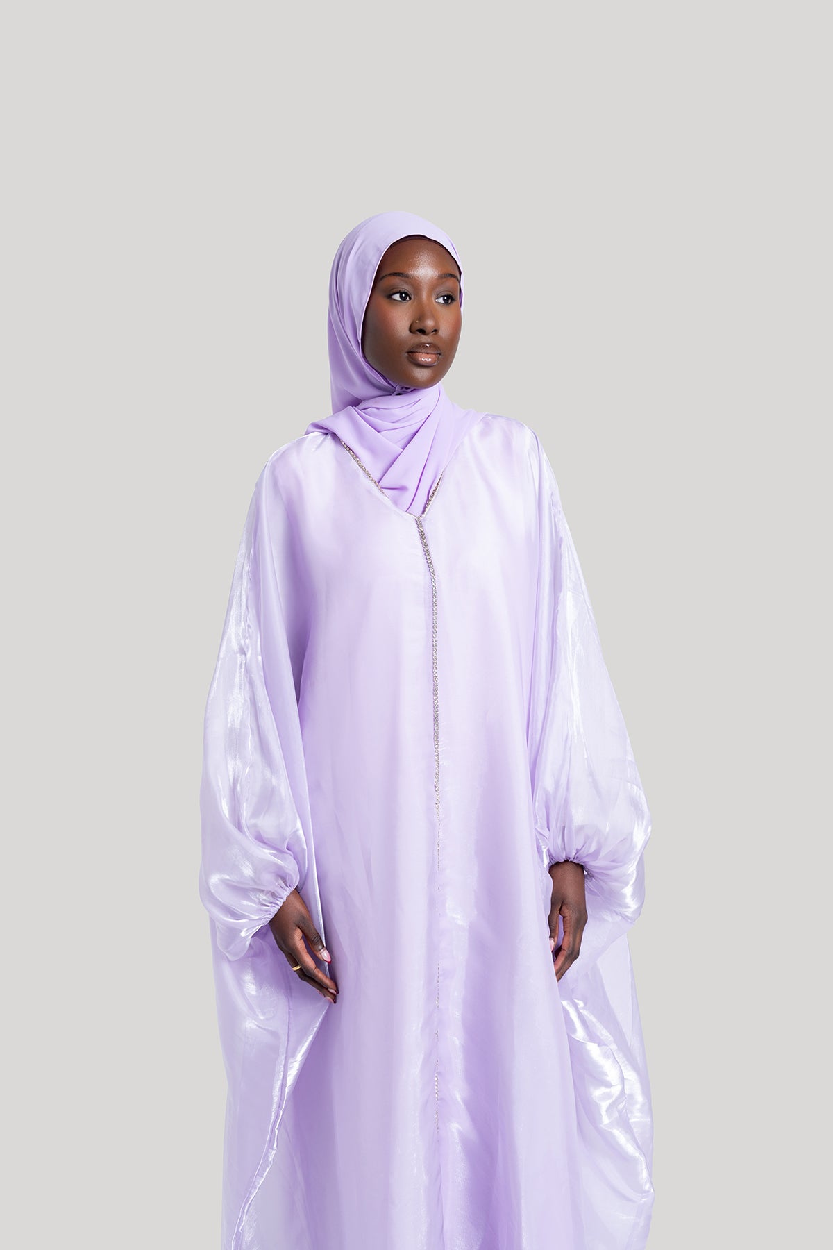 Purple Embellished Kaftan Dress