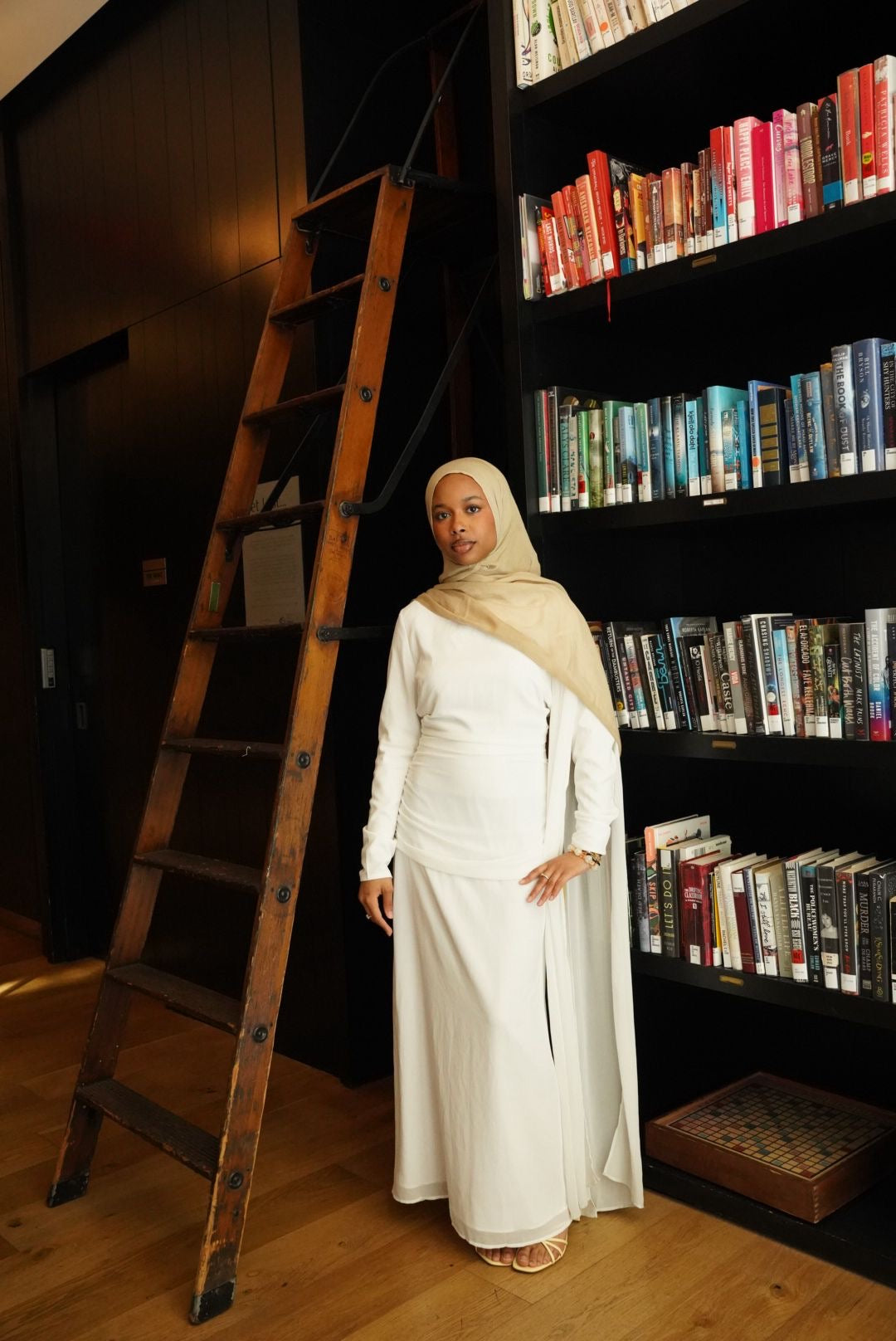 White Ruched Cape Dress