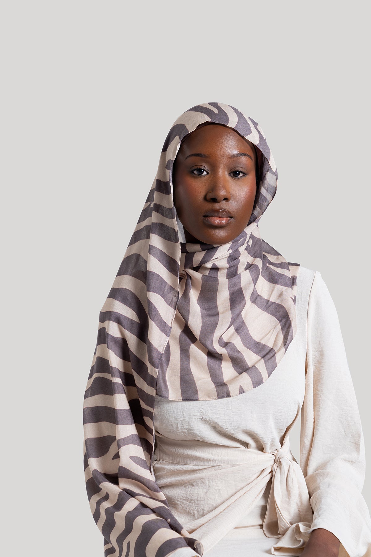 Brown Zebra Print Modal Hijab