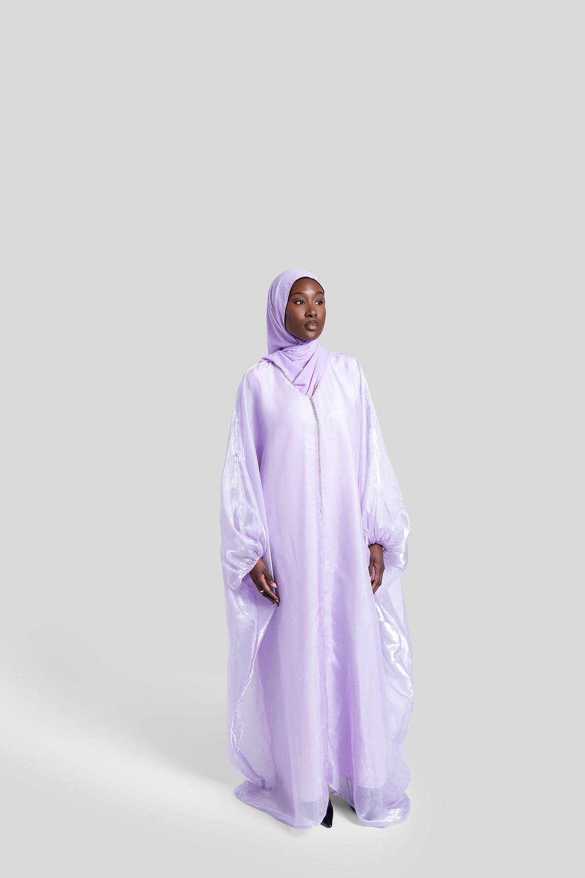 Purple Embellished Kaftan Dress