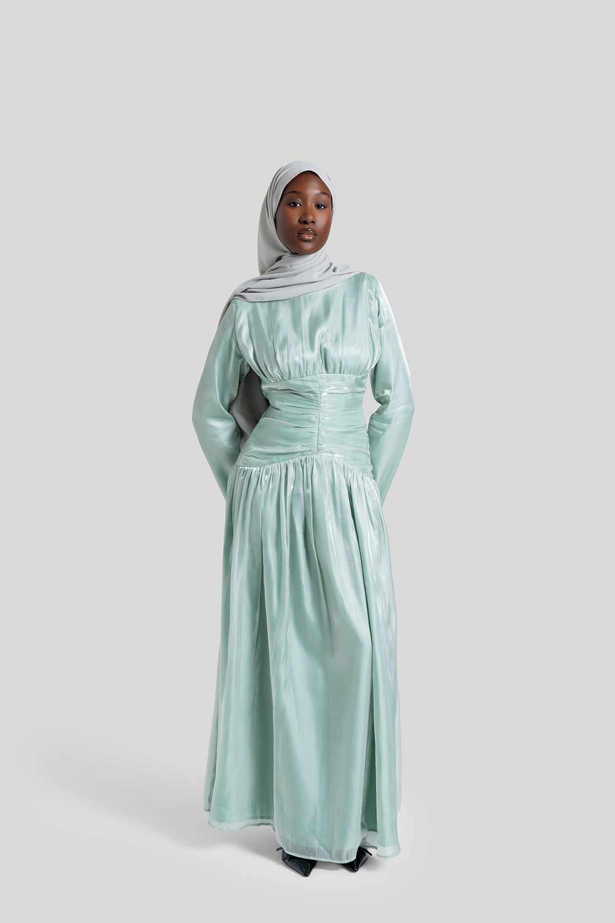 Aqua Corset Evening Gown