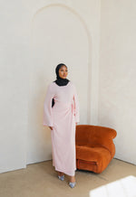 Load image into Gallery viewer, Pink Wrap Waist Linen Dress
