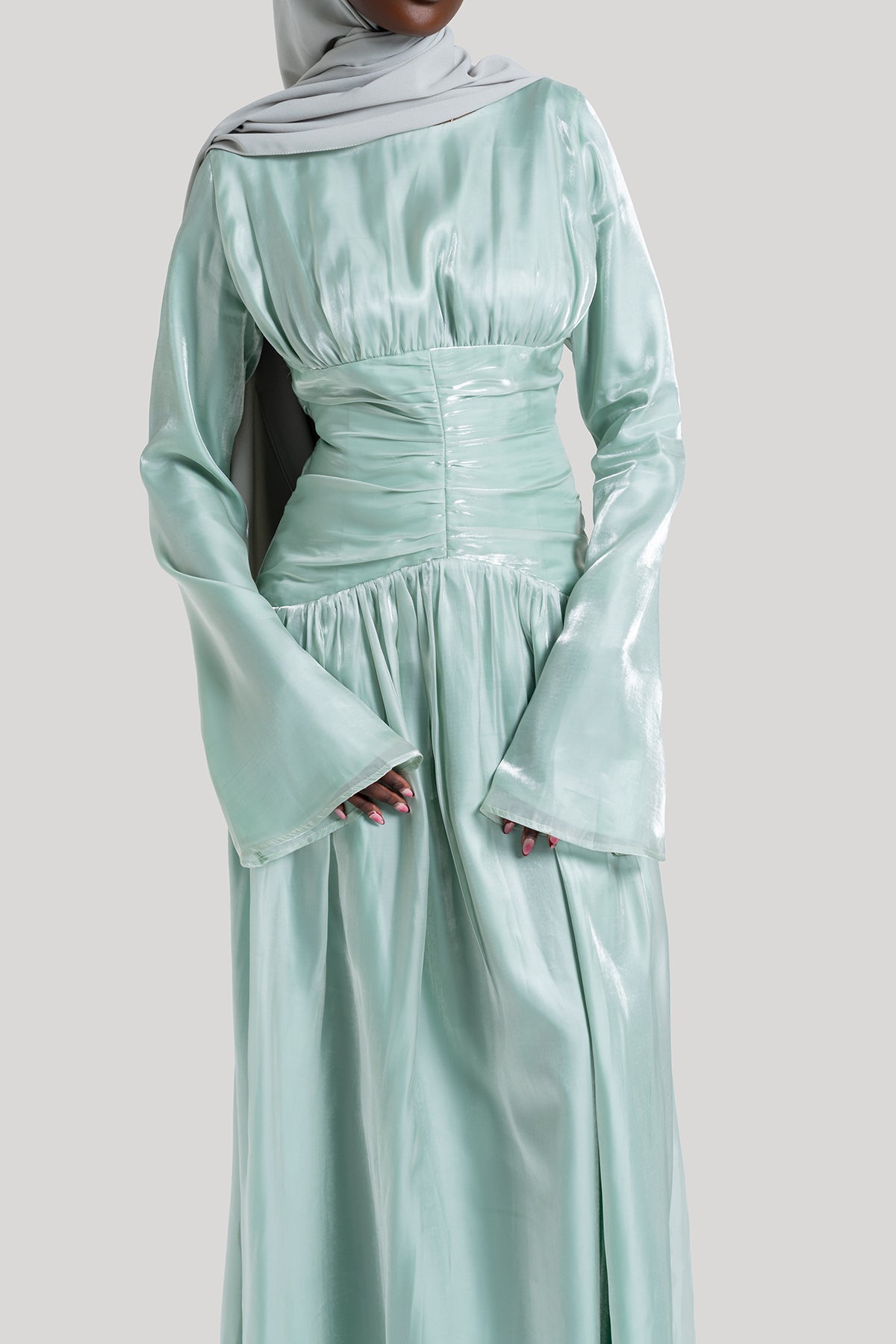 Aqua Corset Evening Gown