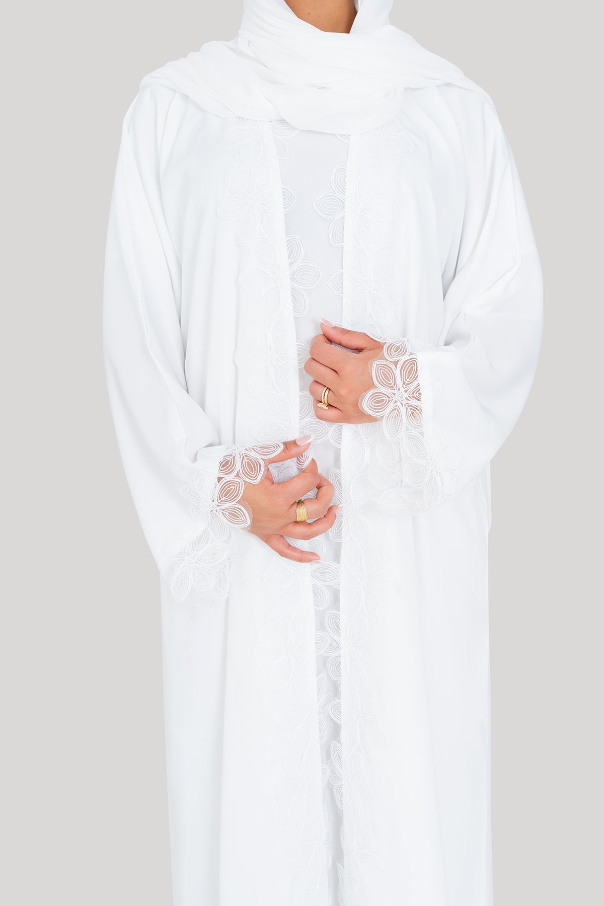 Lace Flower Abaya Set