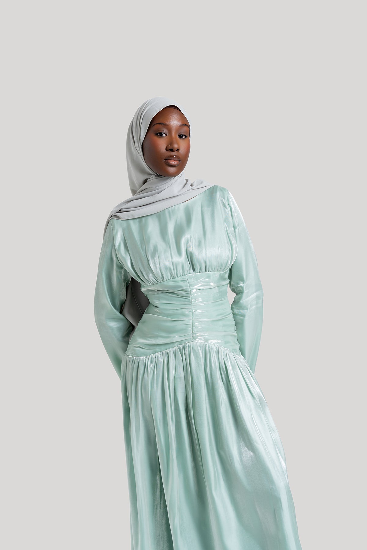 Aqua Corset Evening Gown