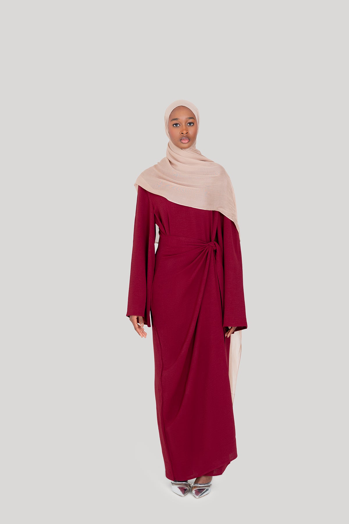 Wine Wrap Waist Dress