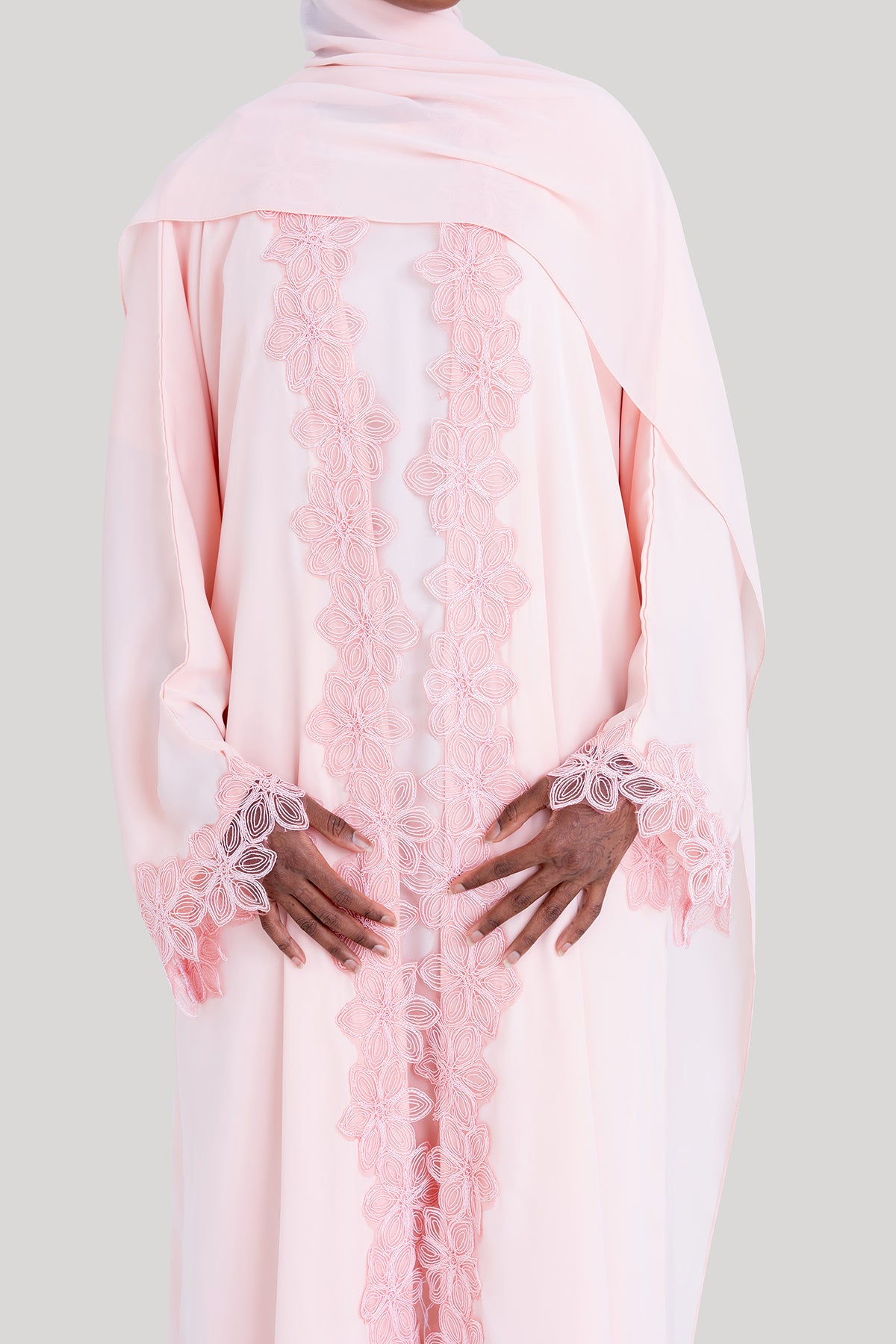 Lace Flower Abaya Set