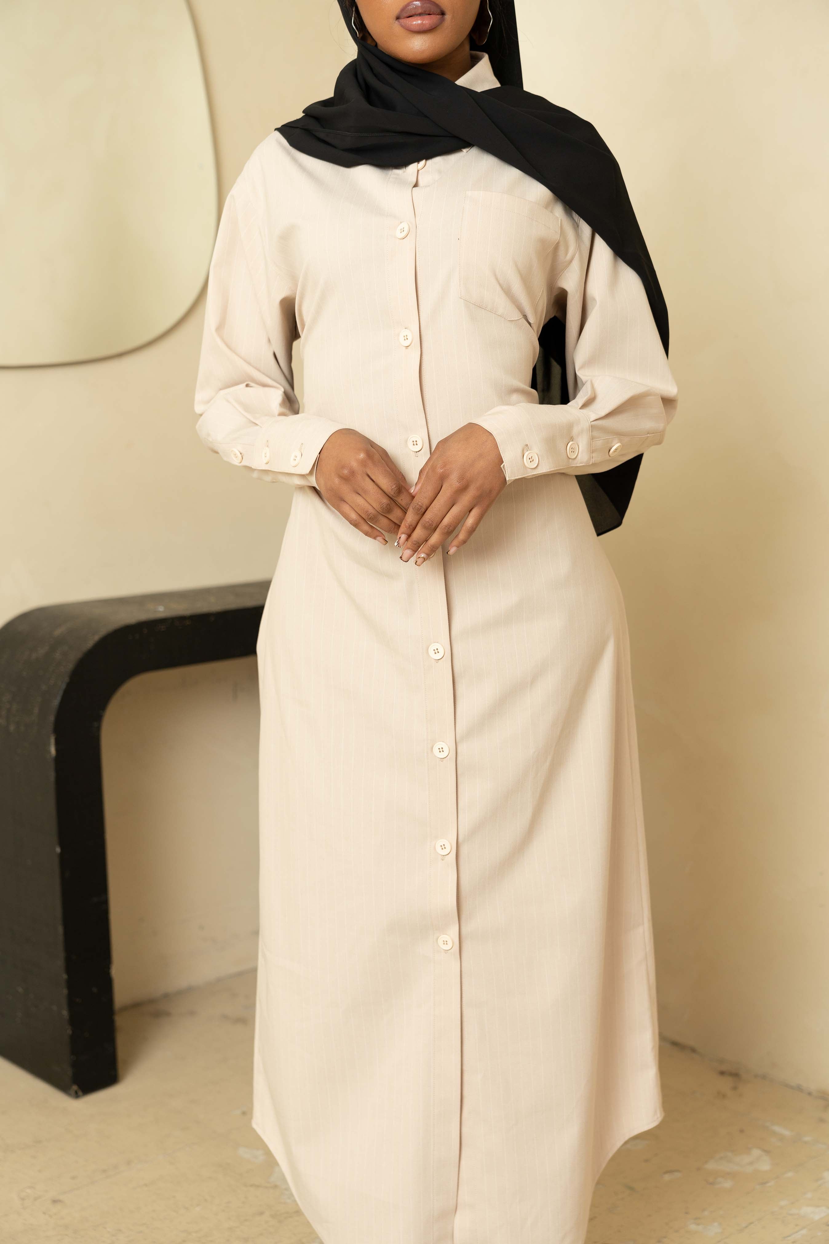 Cream Corset Button Front Dress