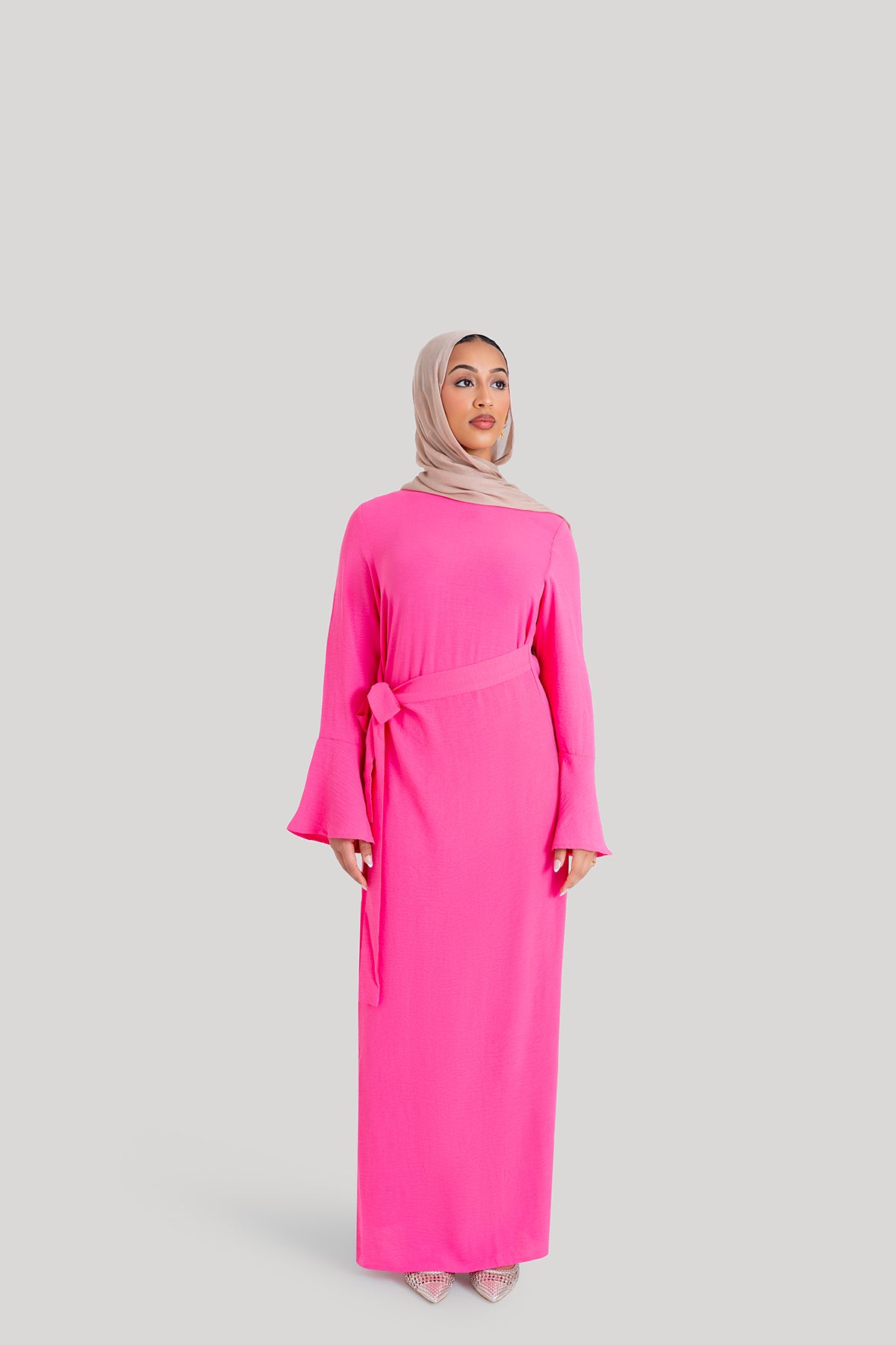 Magenta Wrap Waist Dress