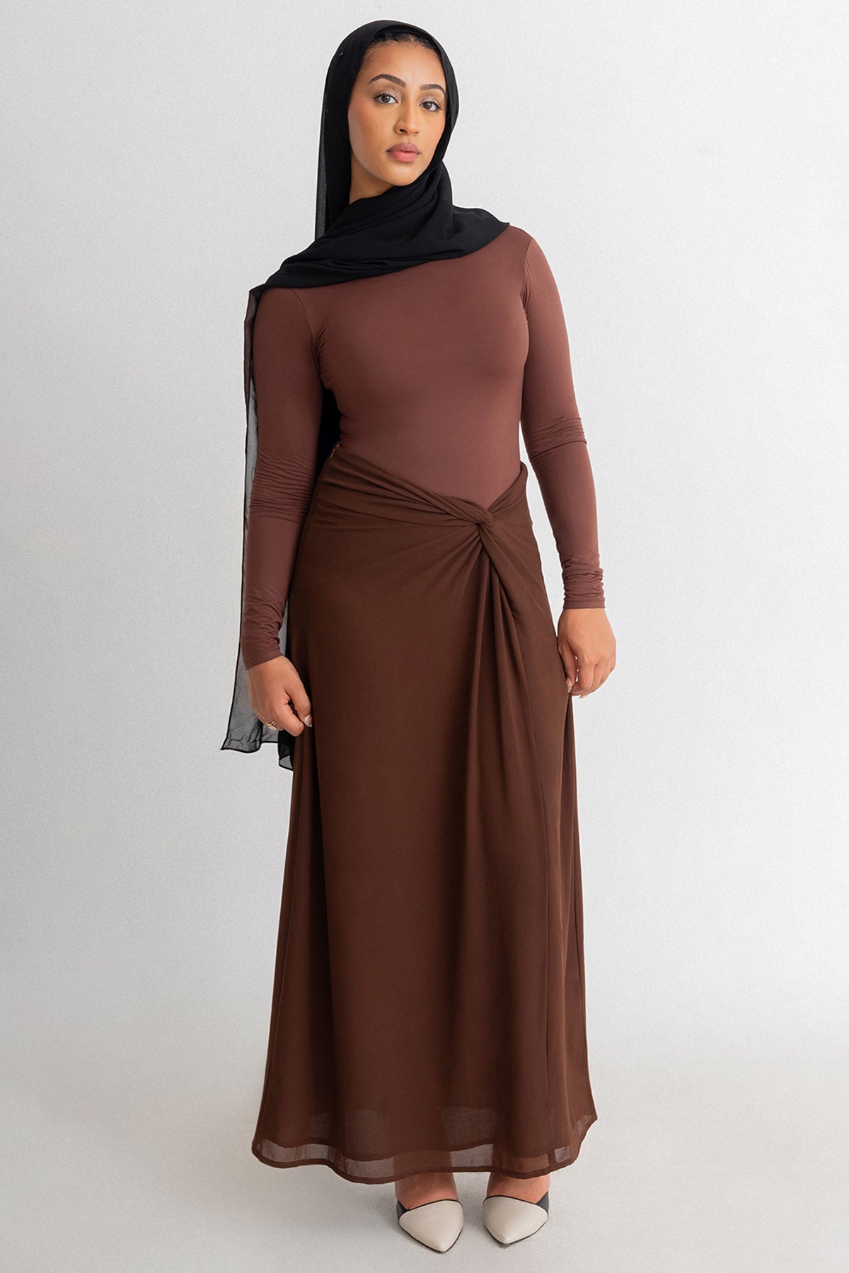 Brown Chiffon Knot Skirt