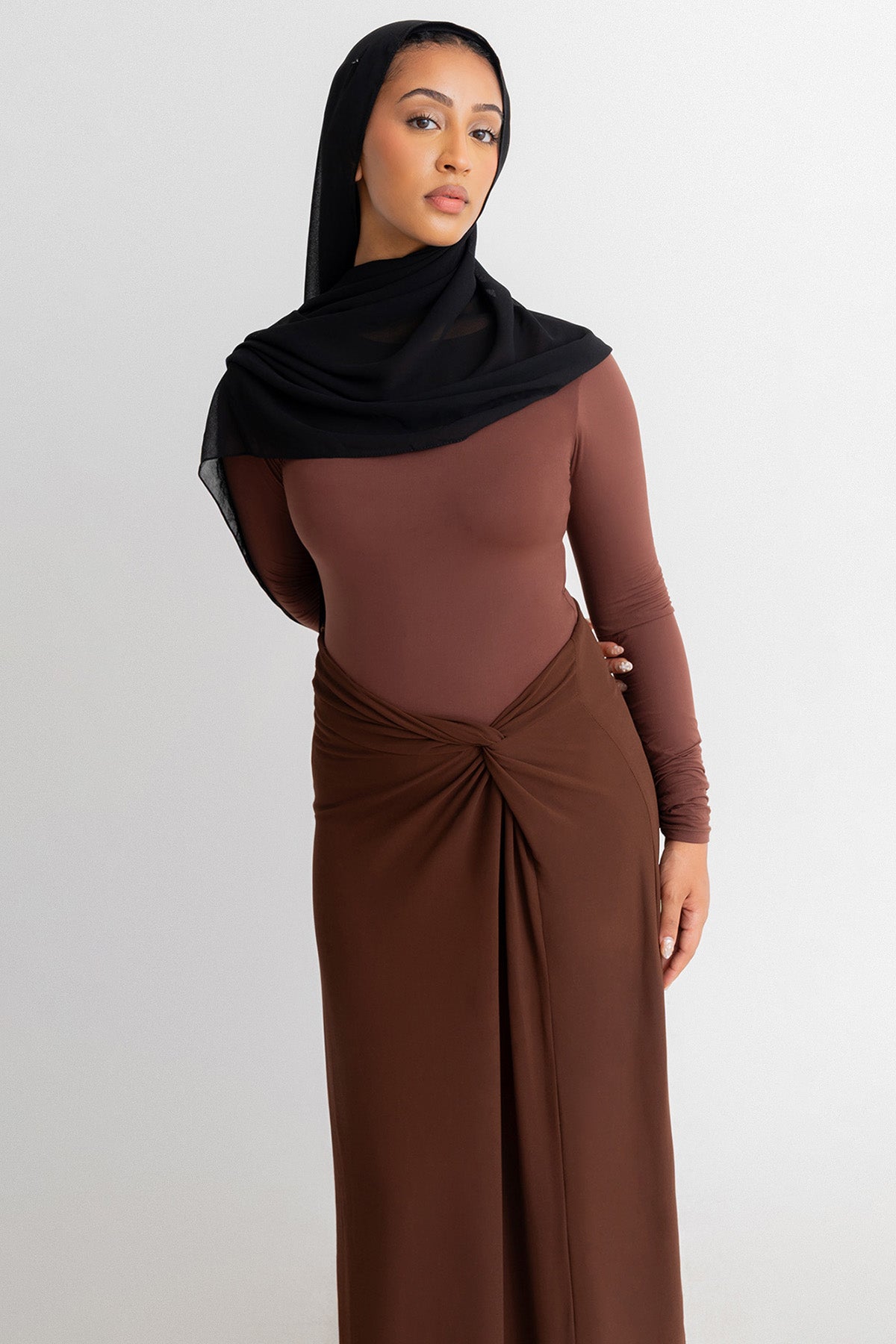 Brown Chiffon Knot Skirt