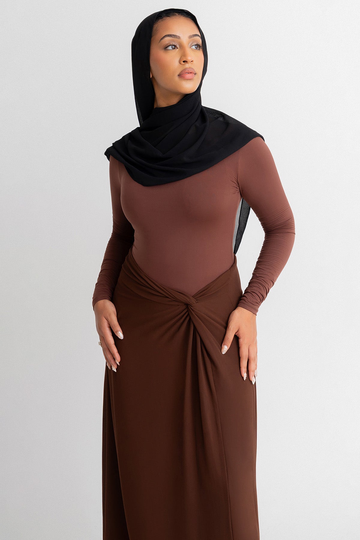 Brown Chiffon Knot Skirt