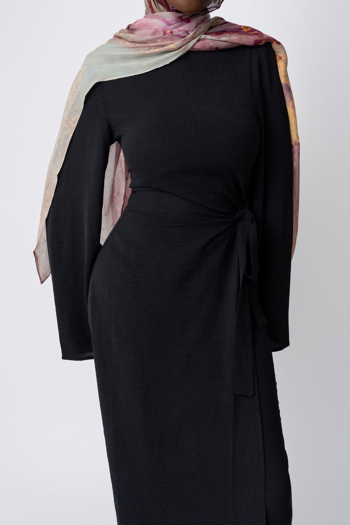 Black Wrap Waist Dress