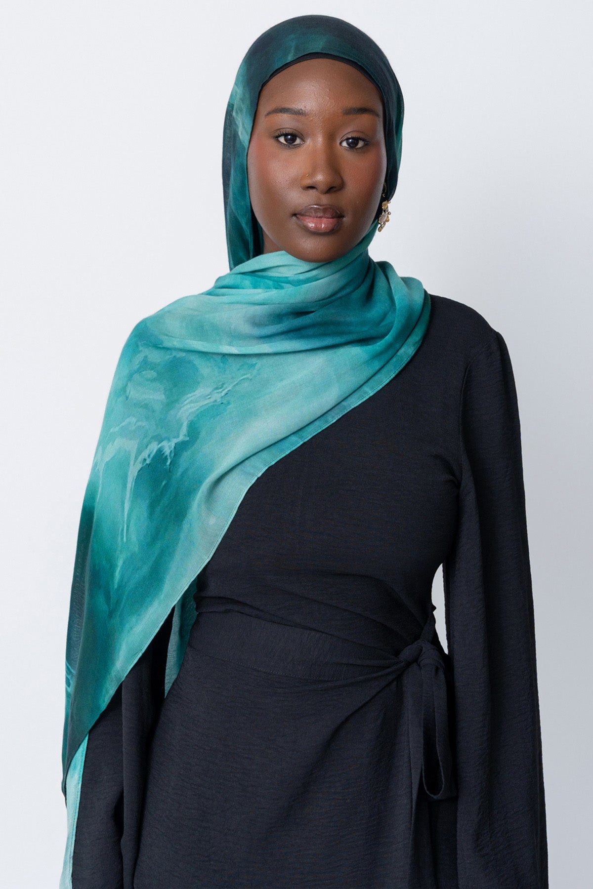 Green Ocean Print Modal Hijab