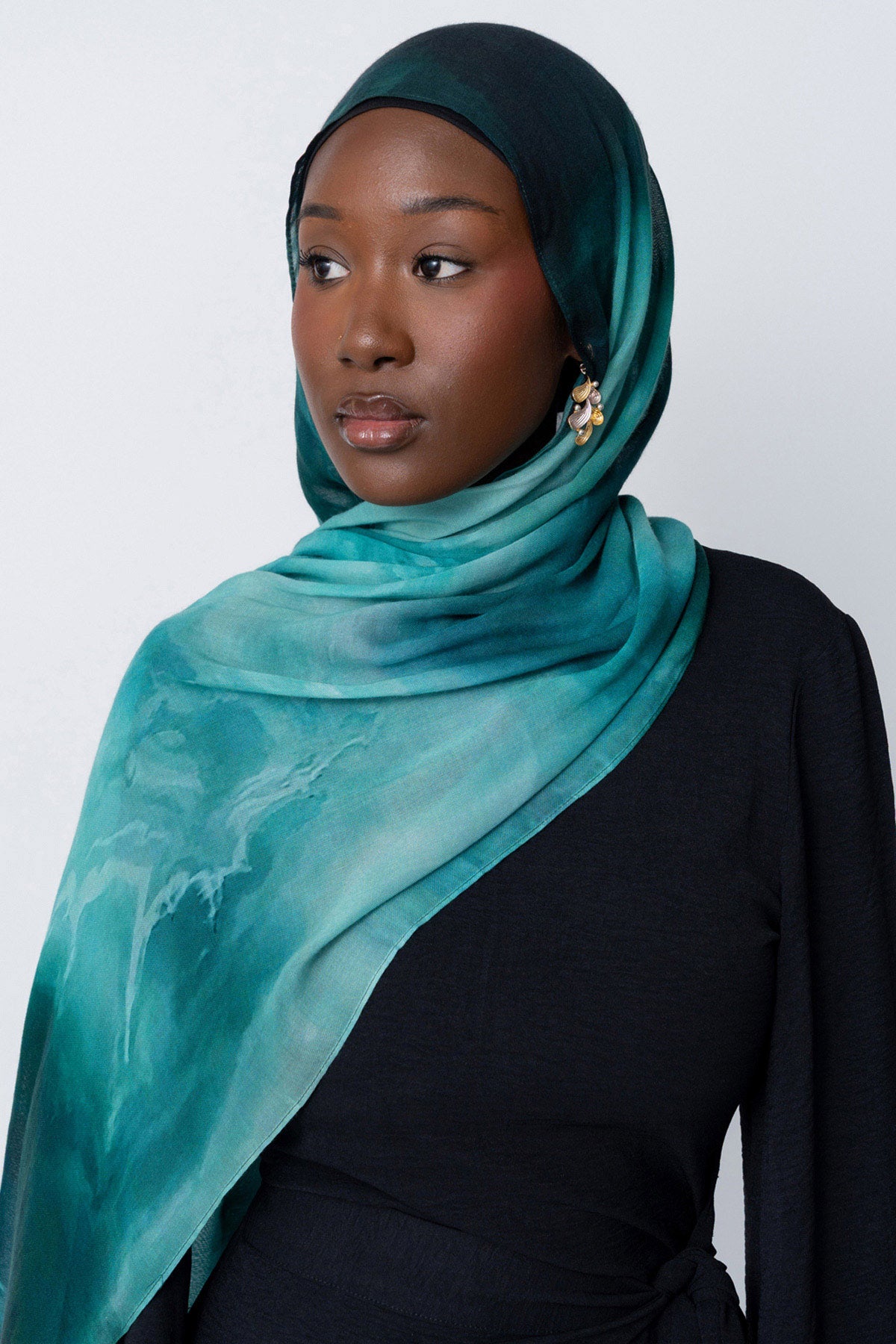 Green Ocean Print Modal Hijab