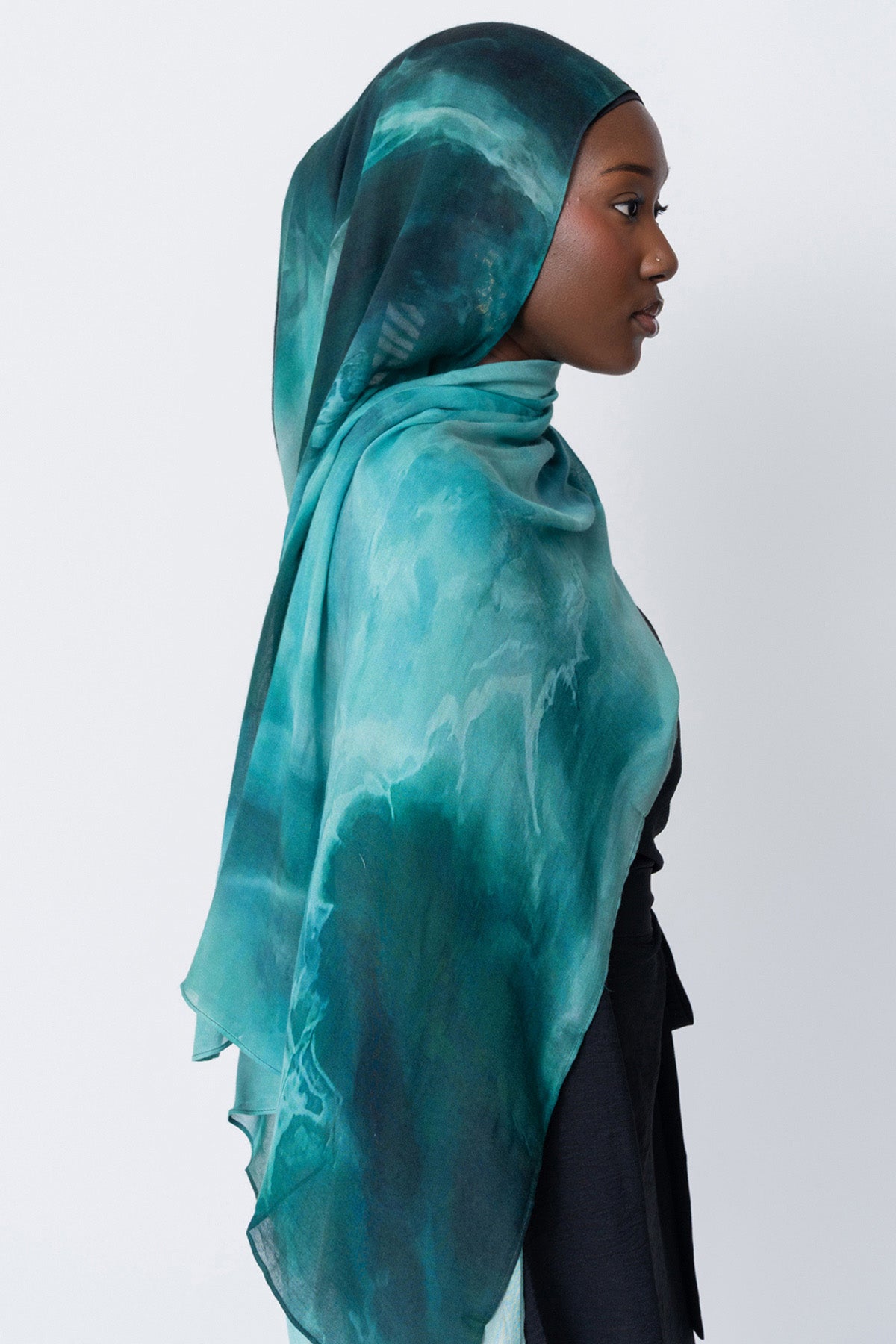 Green Ocean Print Modal Hijab