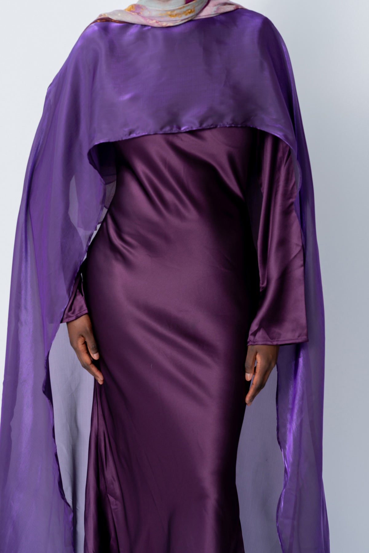 Purple Cape Dress Set