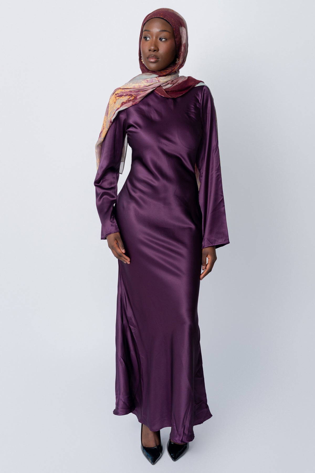 Purple Cape Dress Set