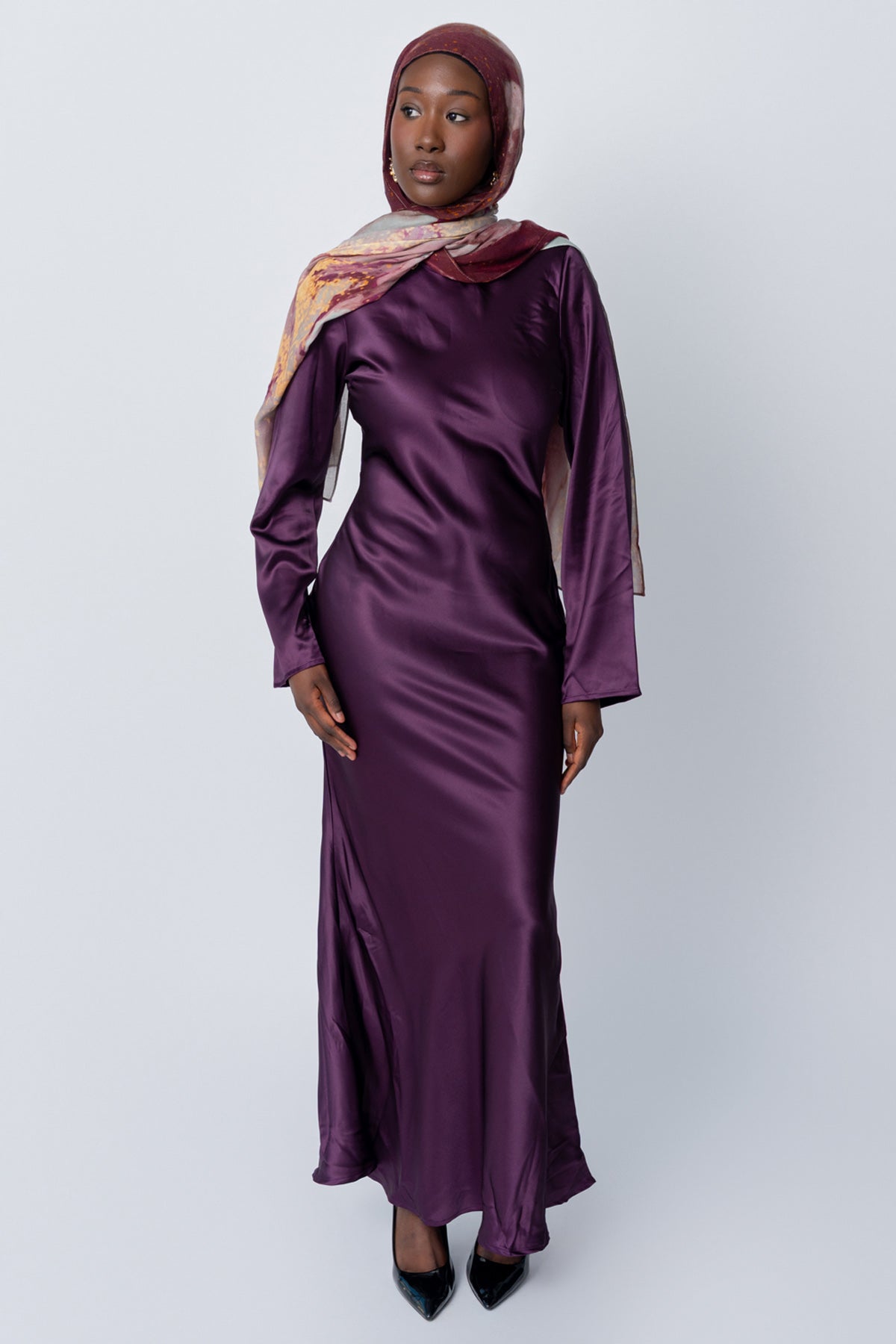 Purple Cape Dress Set