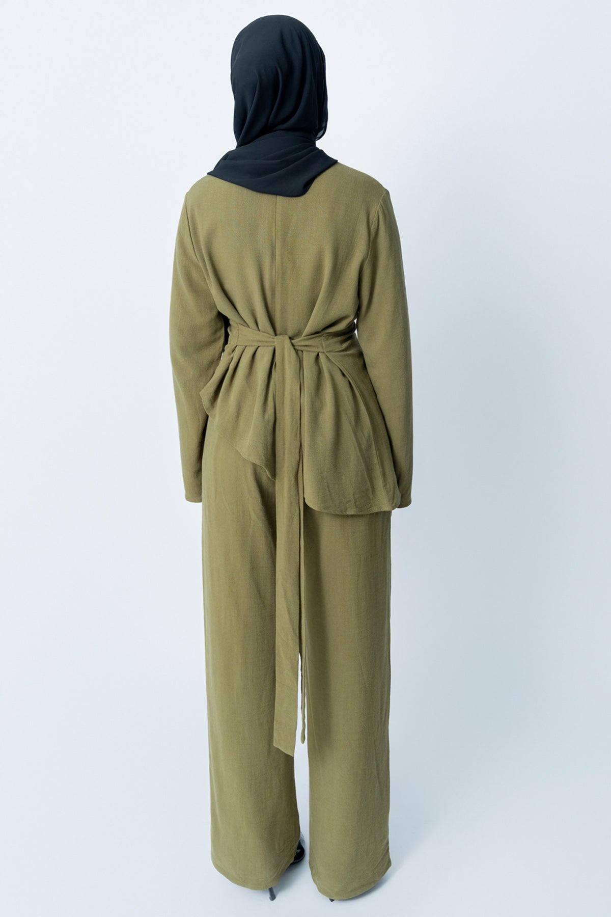 Khaki Asymmetrical Pants Set (Pre-Order)