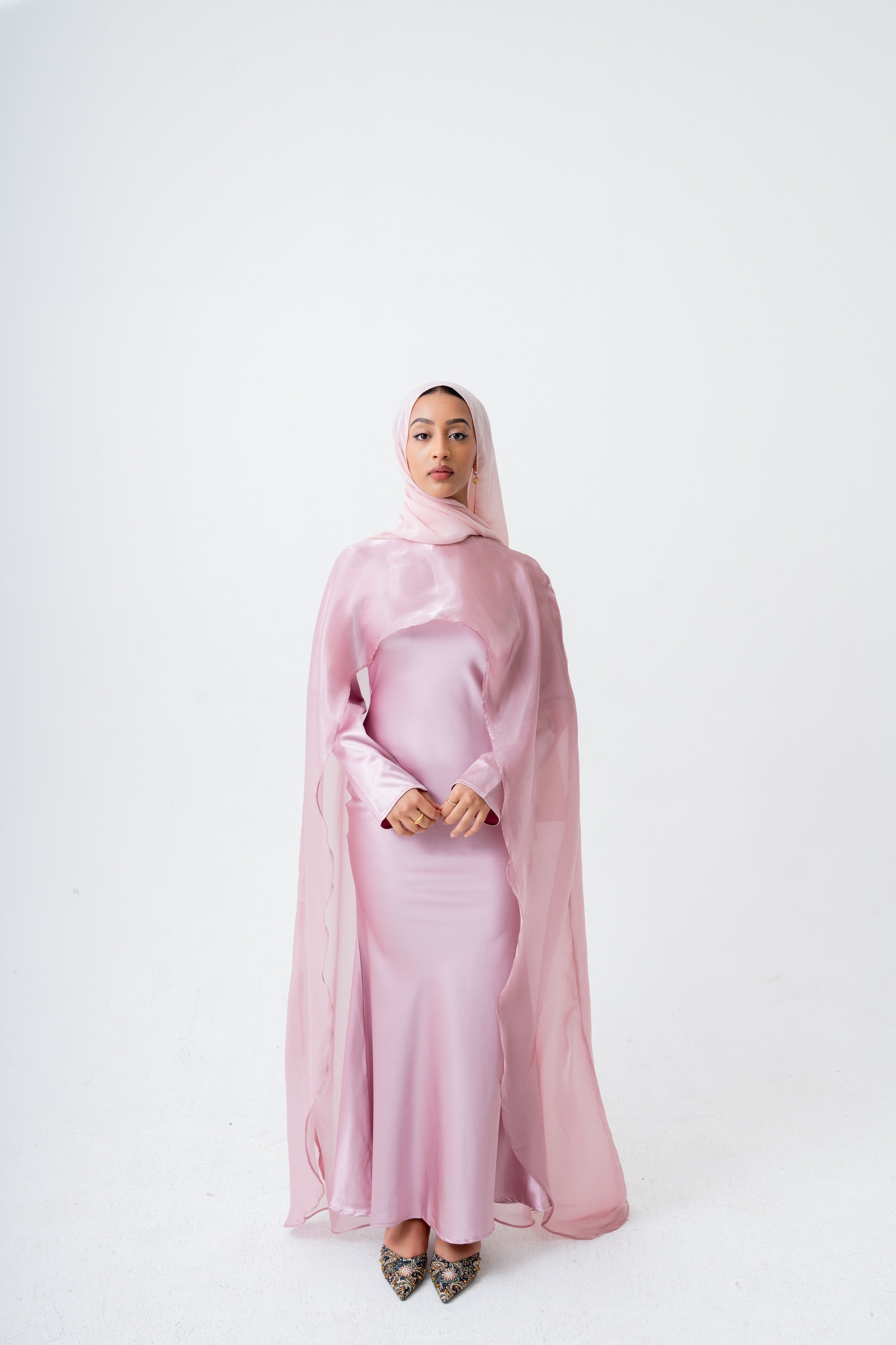Mauve Cape Dress Set