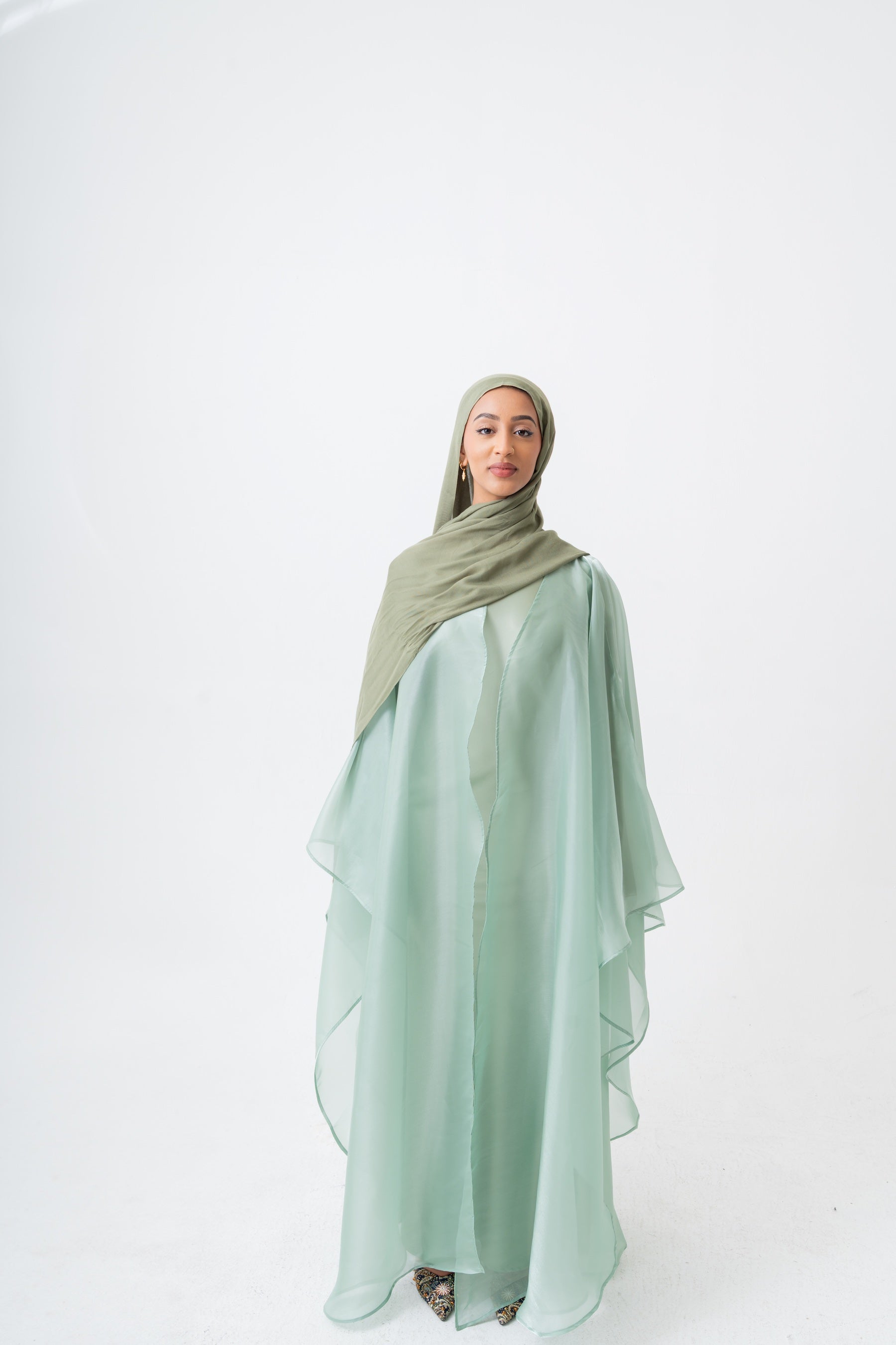 Sage Organza Abaya Set