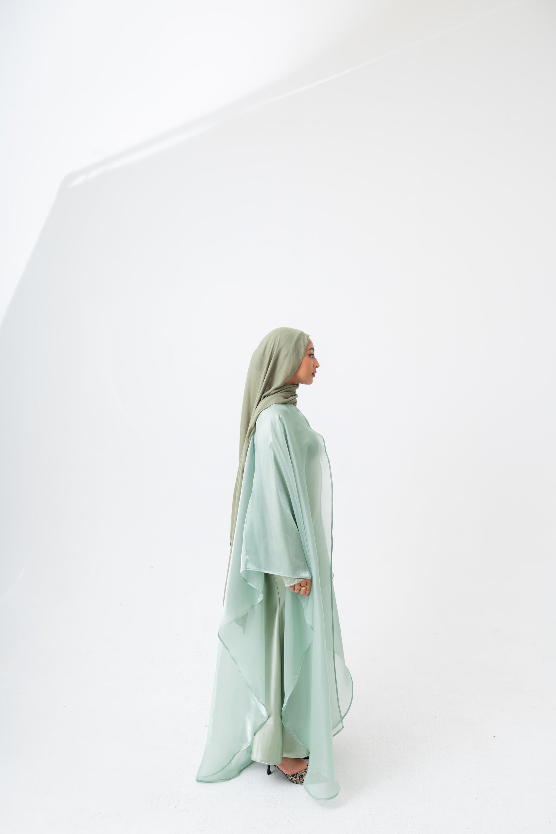 Sage Organza Abaya Set
