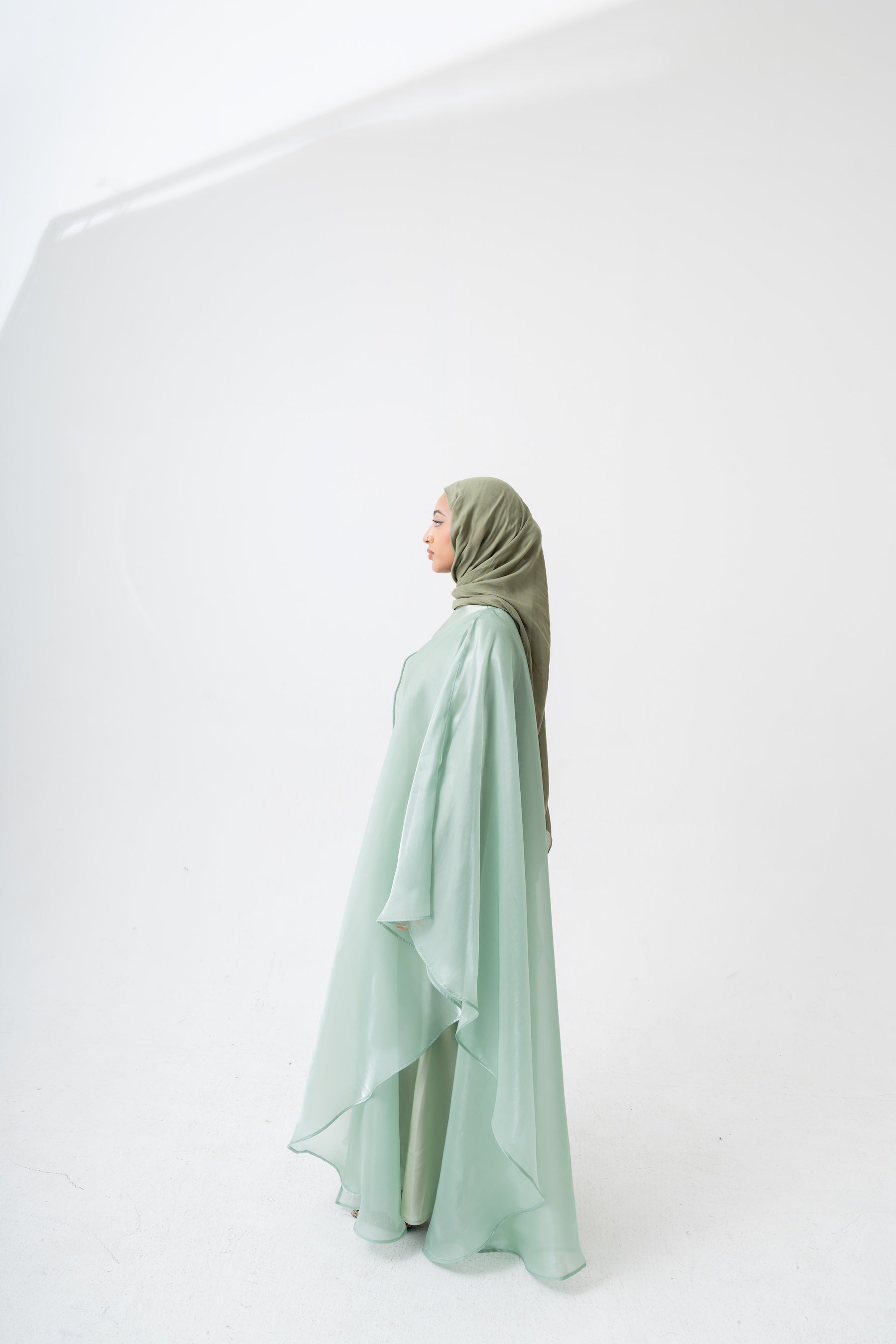 Sage Organza Abaya Set