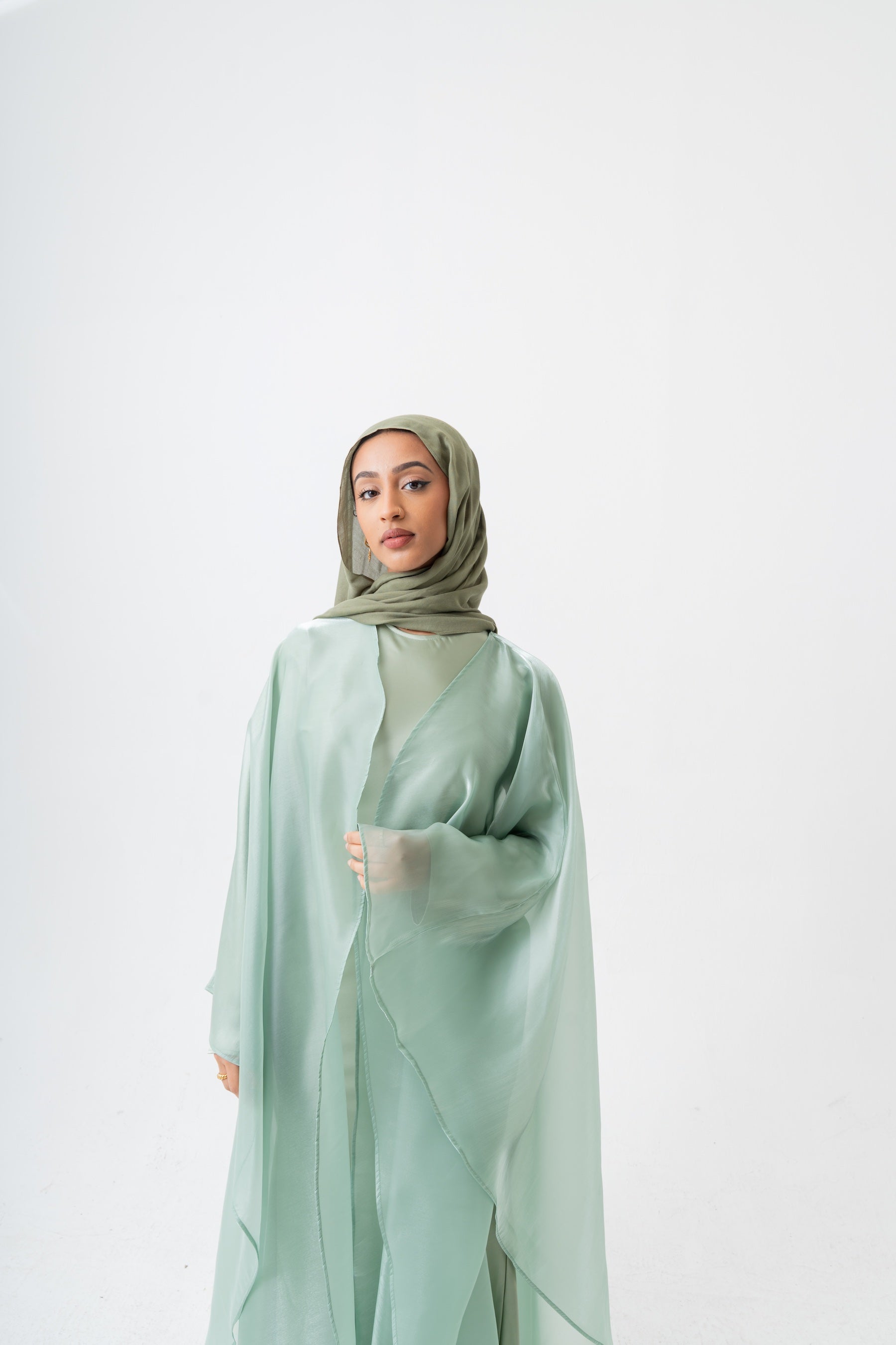 Sage Organza Abaya Set