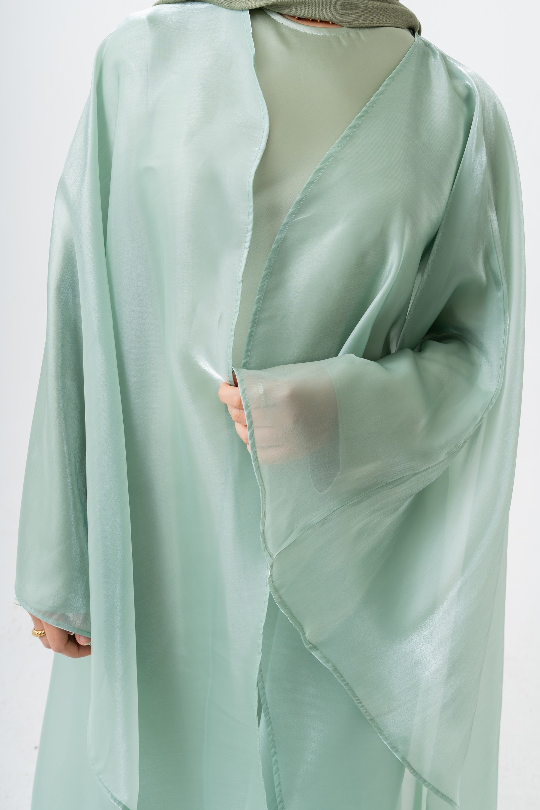Sage Organza Abaya Set