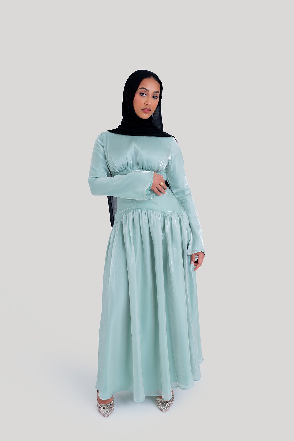 Aqua Corset Evening Gown