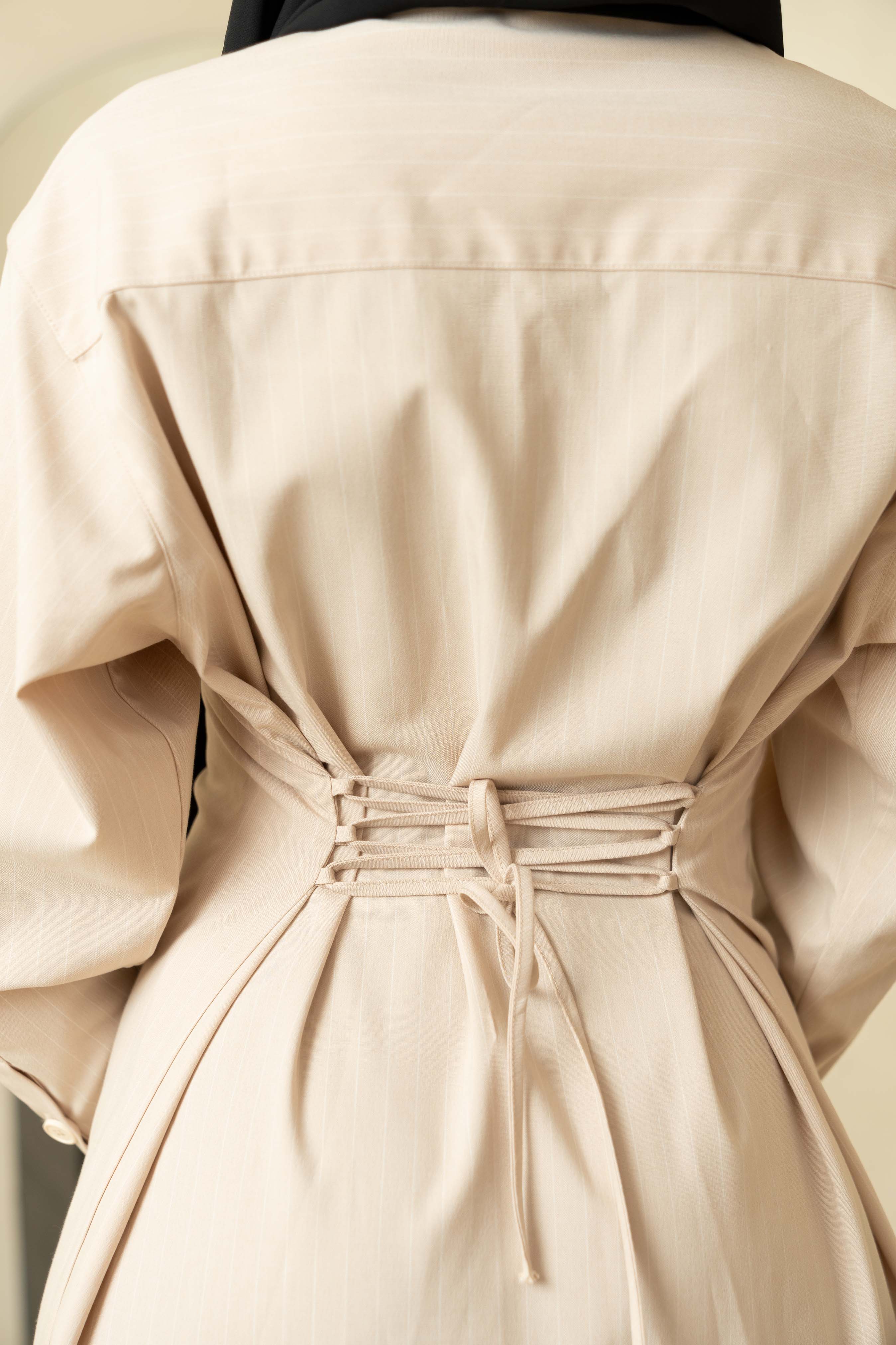 Cream Corset Button Front Dress