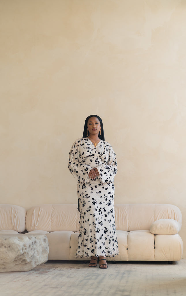 Black & Cream Embroidered Dress