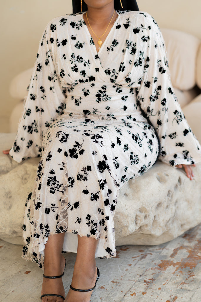 Black & Cream Embroidered Dress