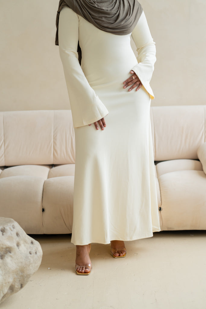 Wide Sleeve Maxi Knit Dress - Ivory