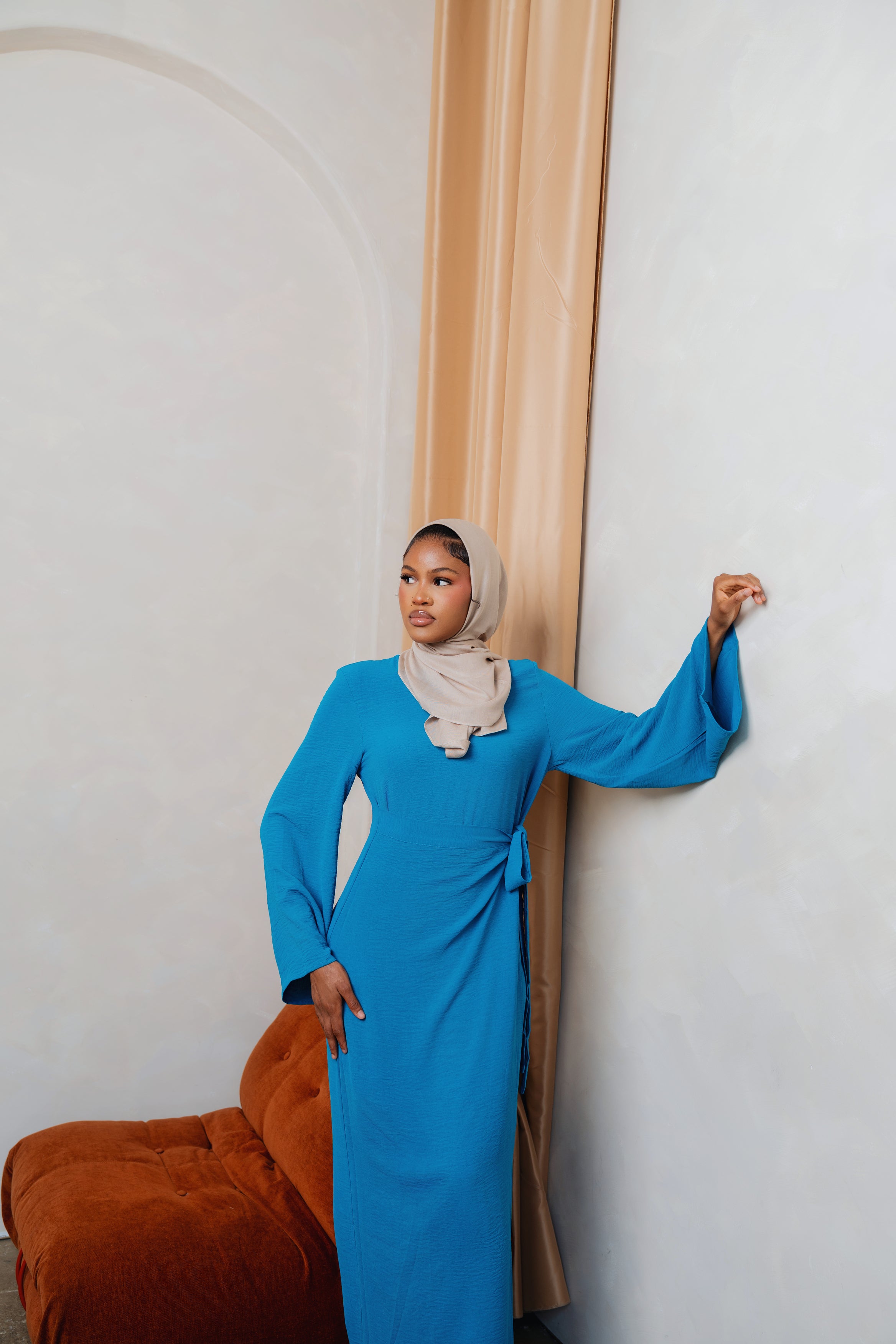 Teal Wrap Waist Dress