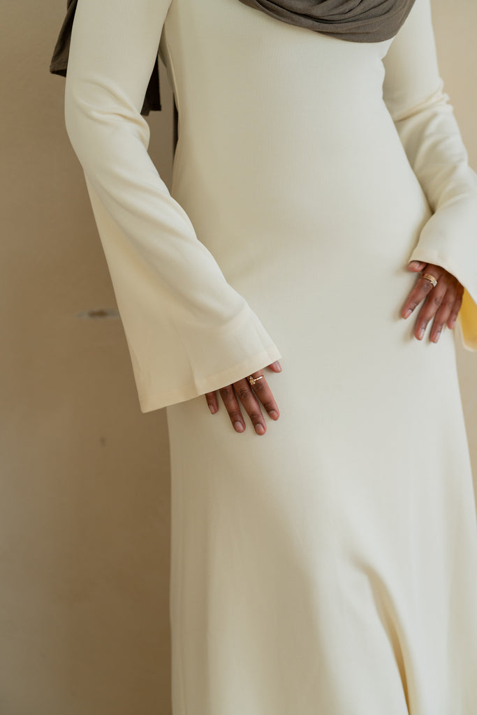 Wide Sleeve Maxi Knit Dress - Ivory
