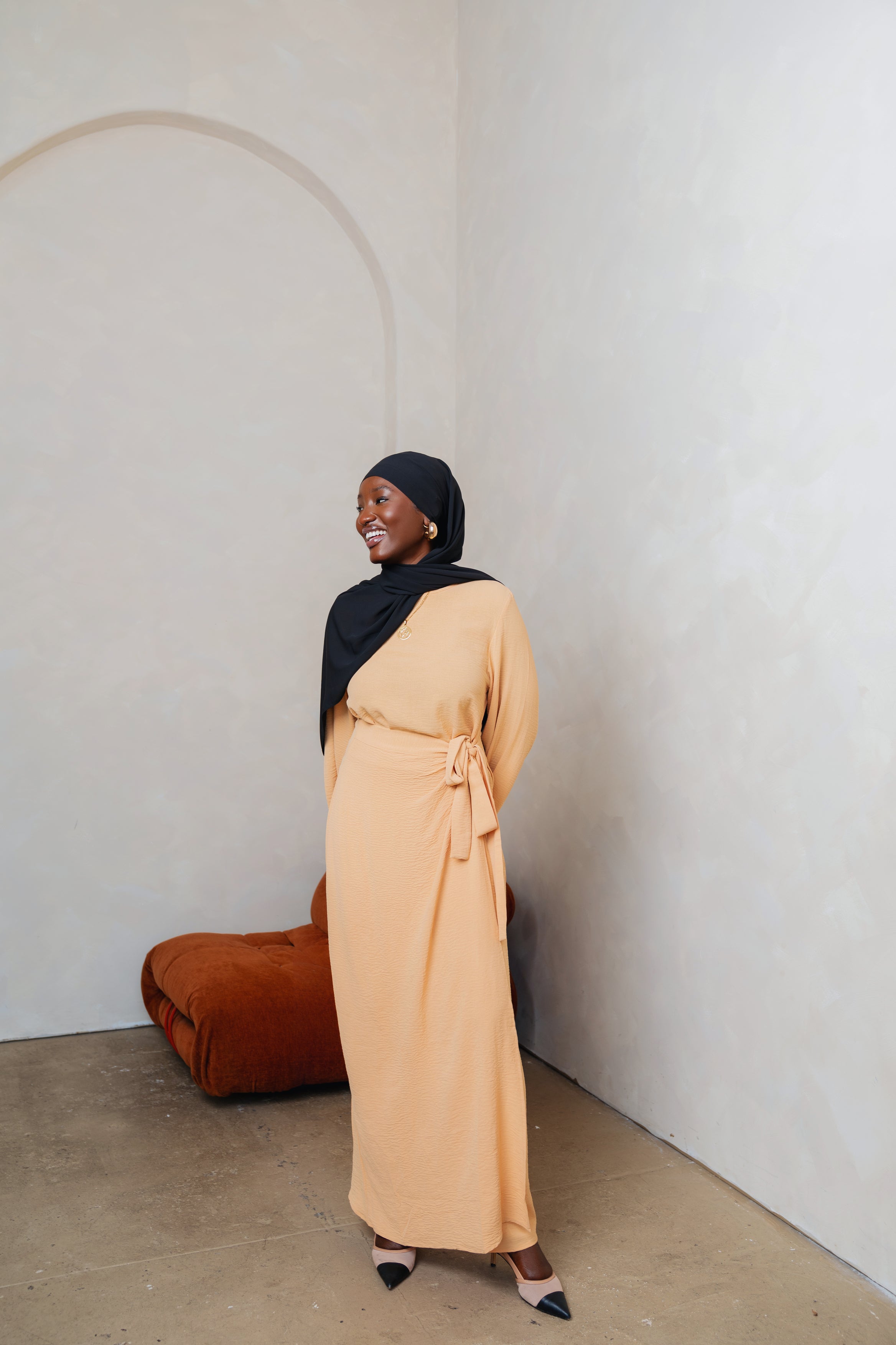 Yellow Wrap Waist Dress