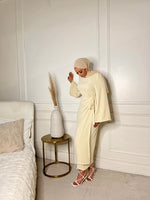 Load image into Gallery viewer, Cream Wrap Waist Linen Dress
