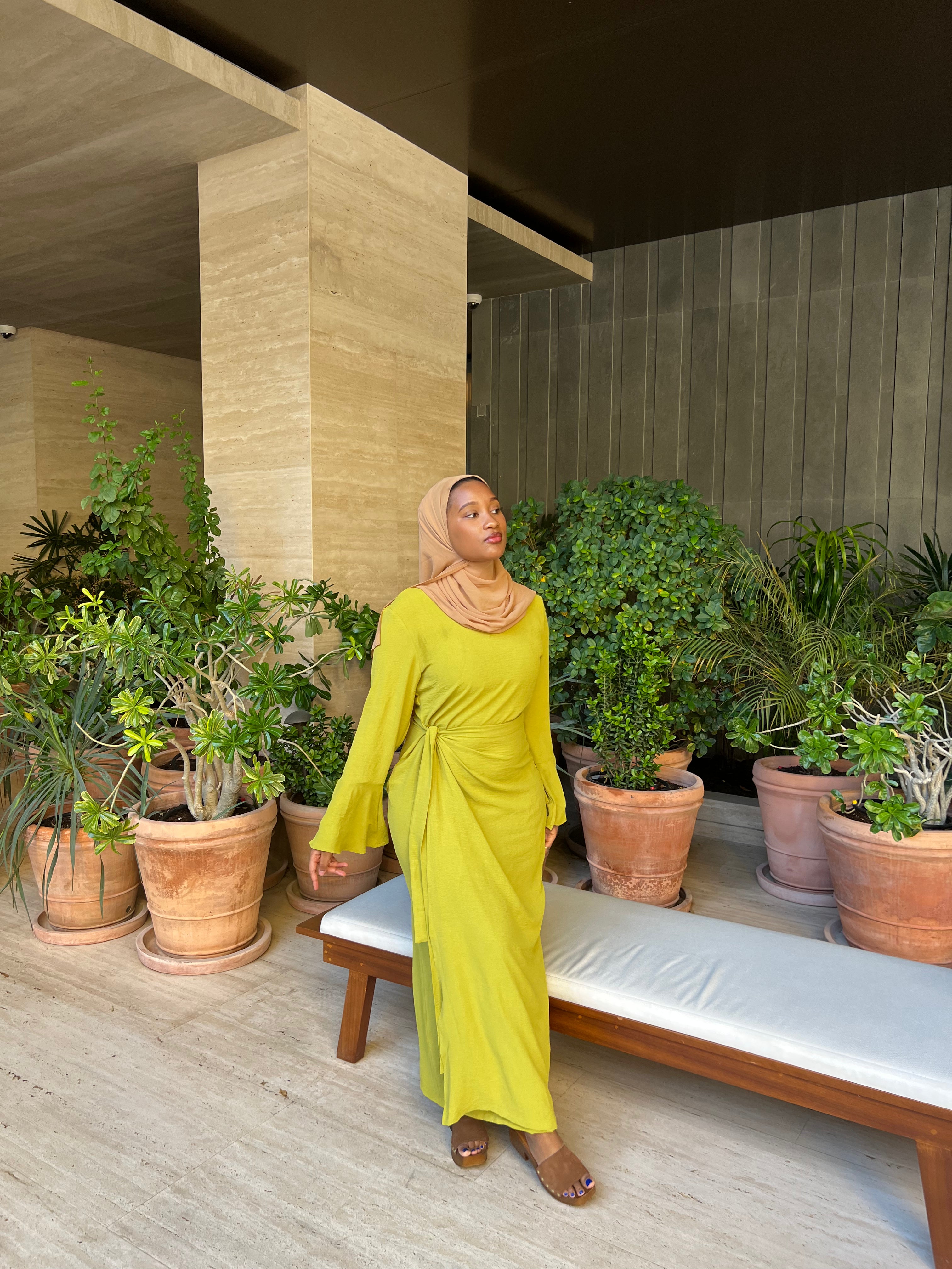 Lime Wrap Waist Dress