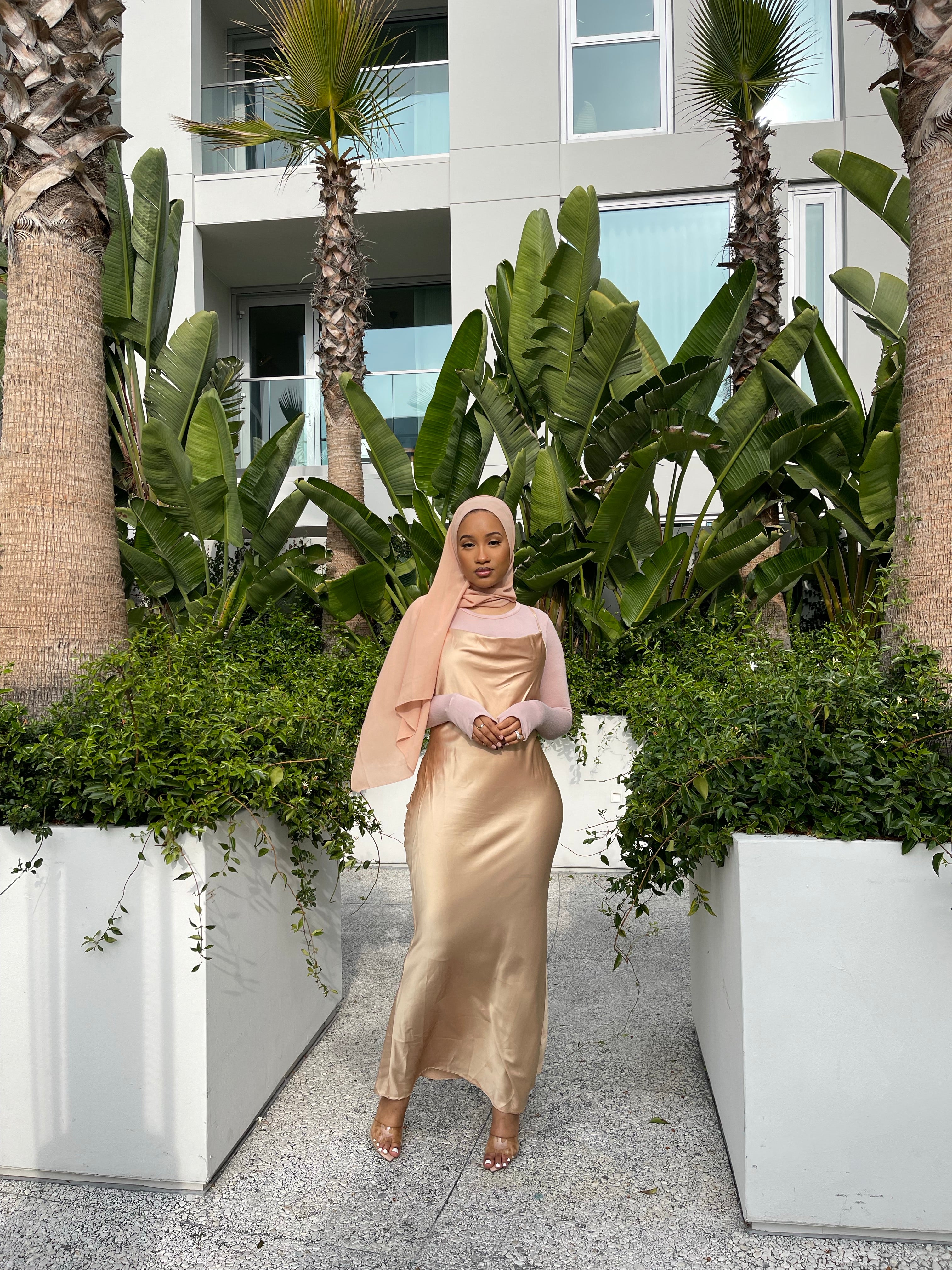 Satin Slip Dress- Gold