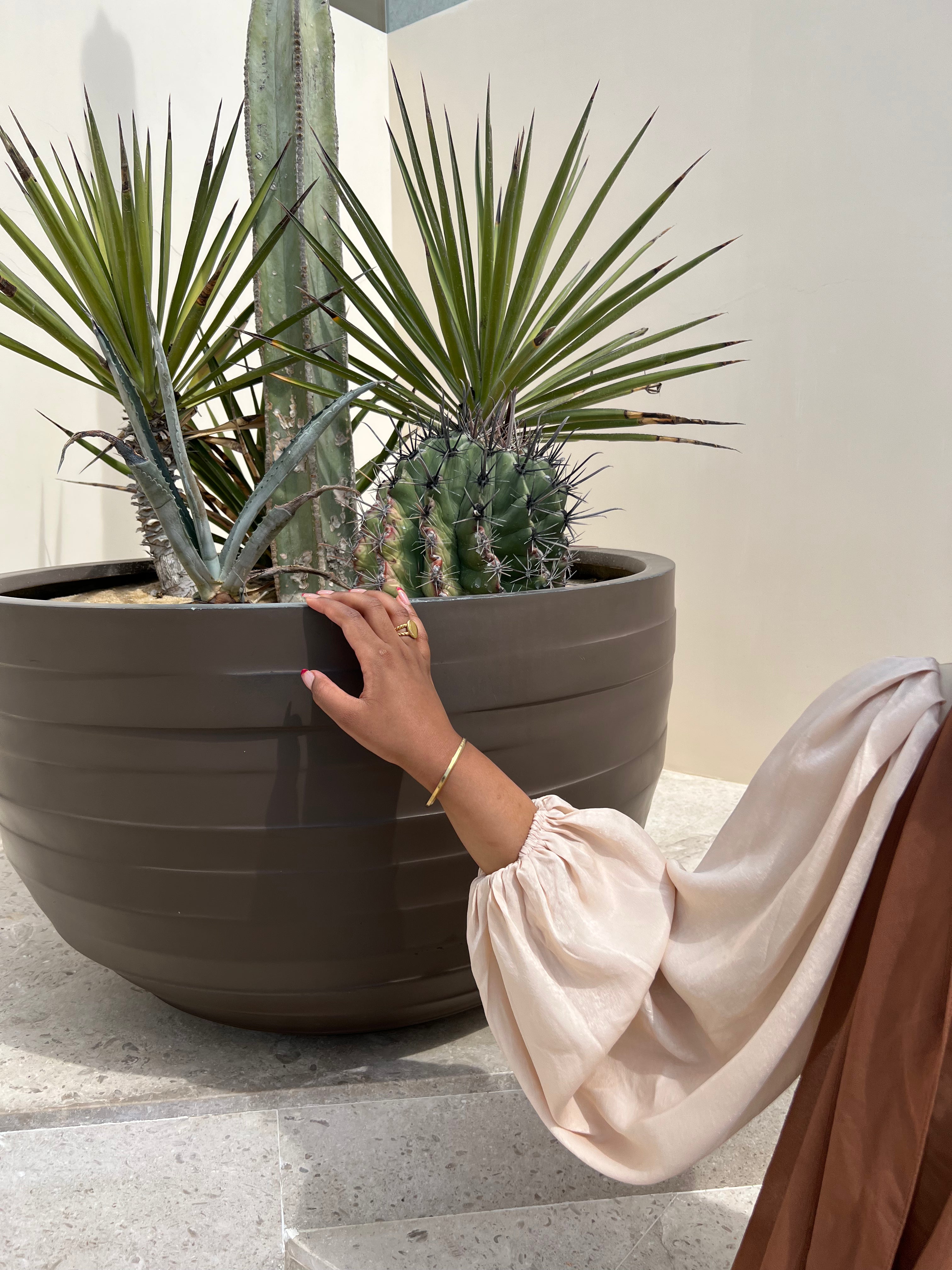 Cream Satin Balloon Sleeve Maxi Dress