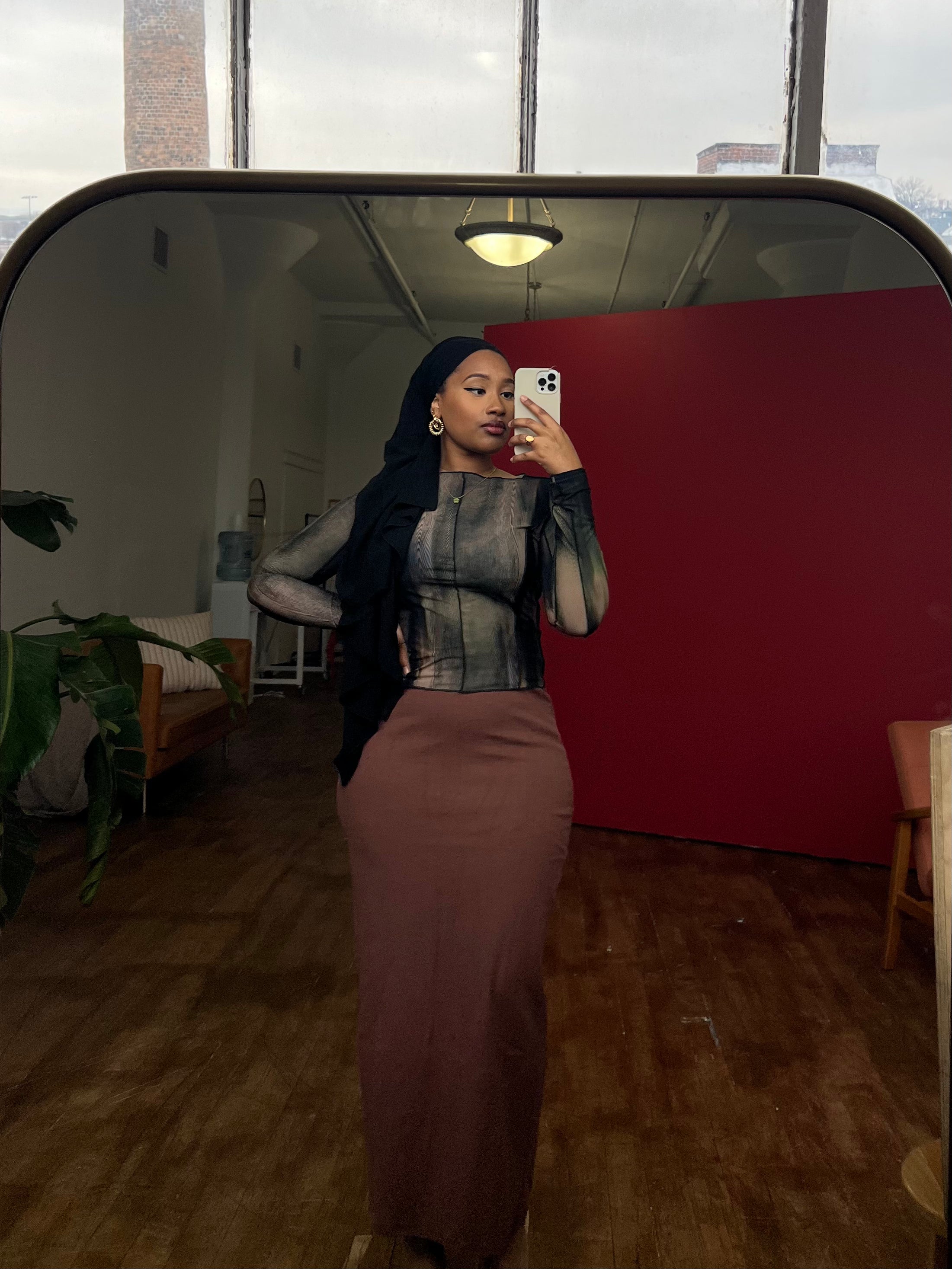 Essential Knit Pencil Skirt- Brown