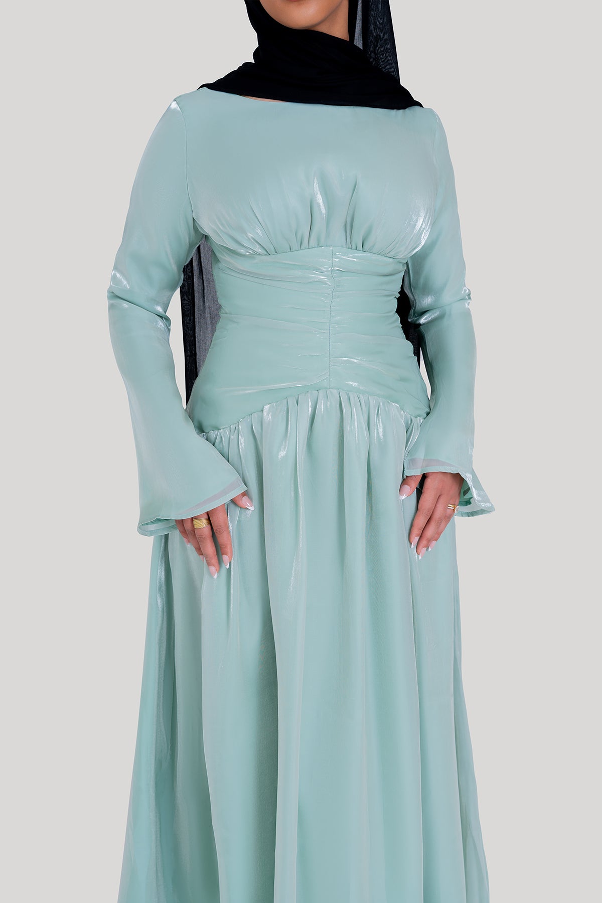 Aqua Corset Evening Gown