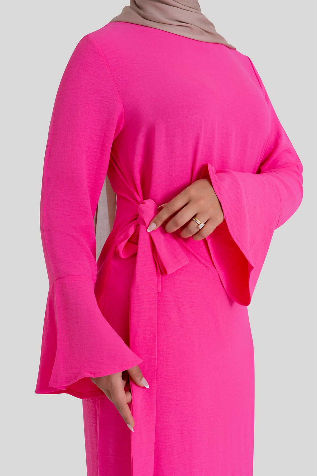 Magenta Wrap Waist Dress