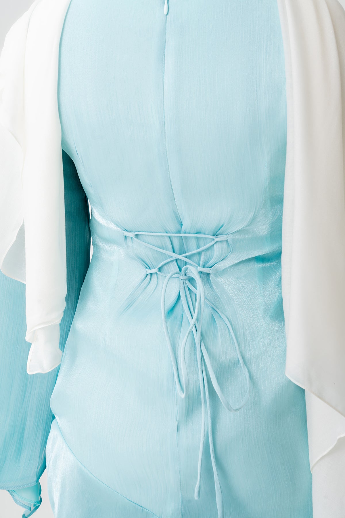 Sky Blue Satin Tulip Dress