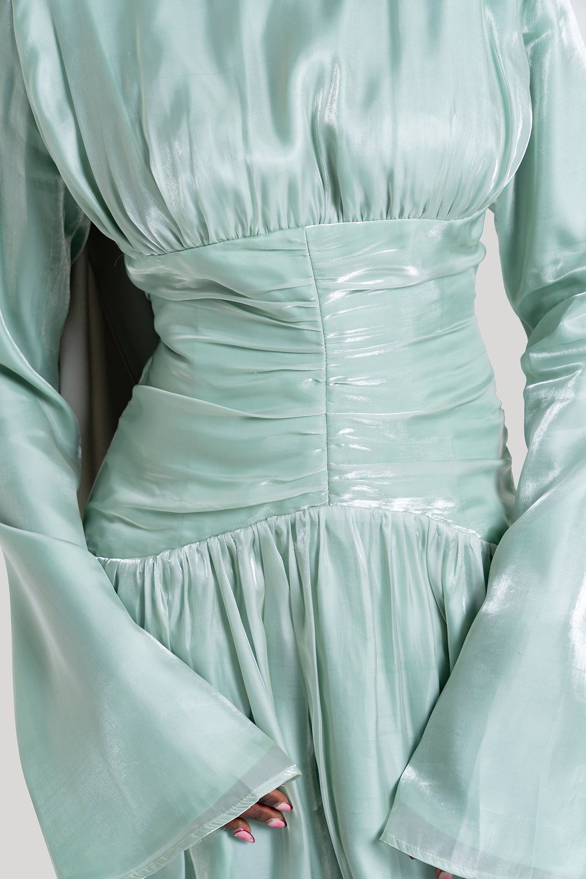 Aqua Corset Evening Gown
