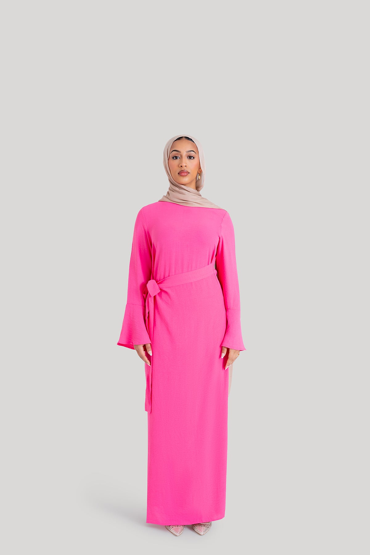 Magenta Wrap Waist Dress