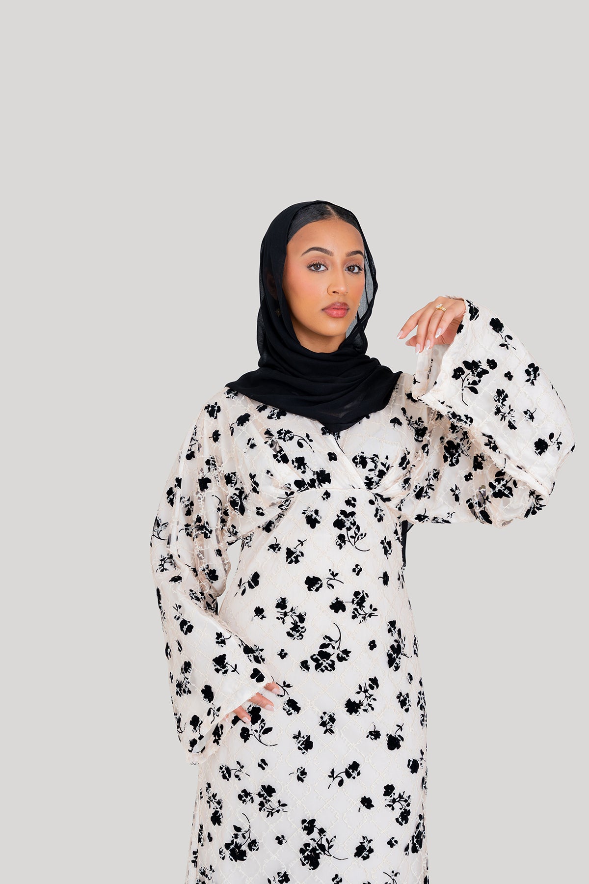 Black & Cream Embroidered Dress ( Pre- Order)