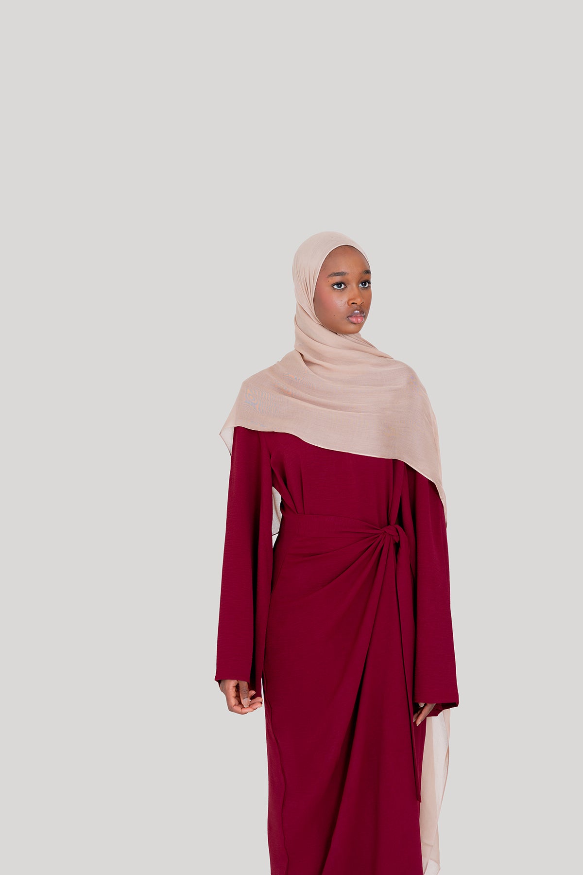 Wine Wrap Waist Dress